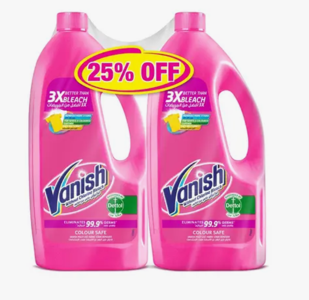 فانيش مزيل البقع السائل الآمن على الأقمشة، 2×1 لتر