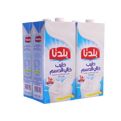 بلدنا حليب خالي الدسم 1 لتر × 4