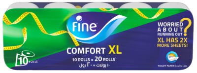 فاين رول تواليت كومفورت أكس أل 10 رول من فئة ورق تواليت