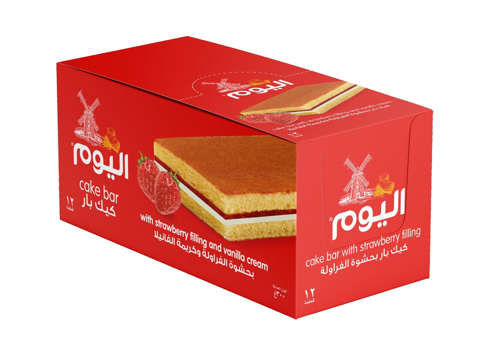 اليوم علبة كيك بار بحشوة الفراولة، 25 × 12 جرام