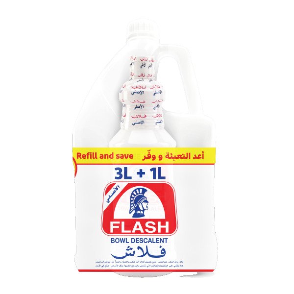 فلاش مزيل تكلسات للمرحاض، 3 لتر + 1 لتر عبوة إعادة تعبئة من فئة مستلزمات التنظيف