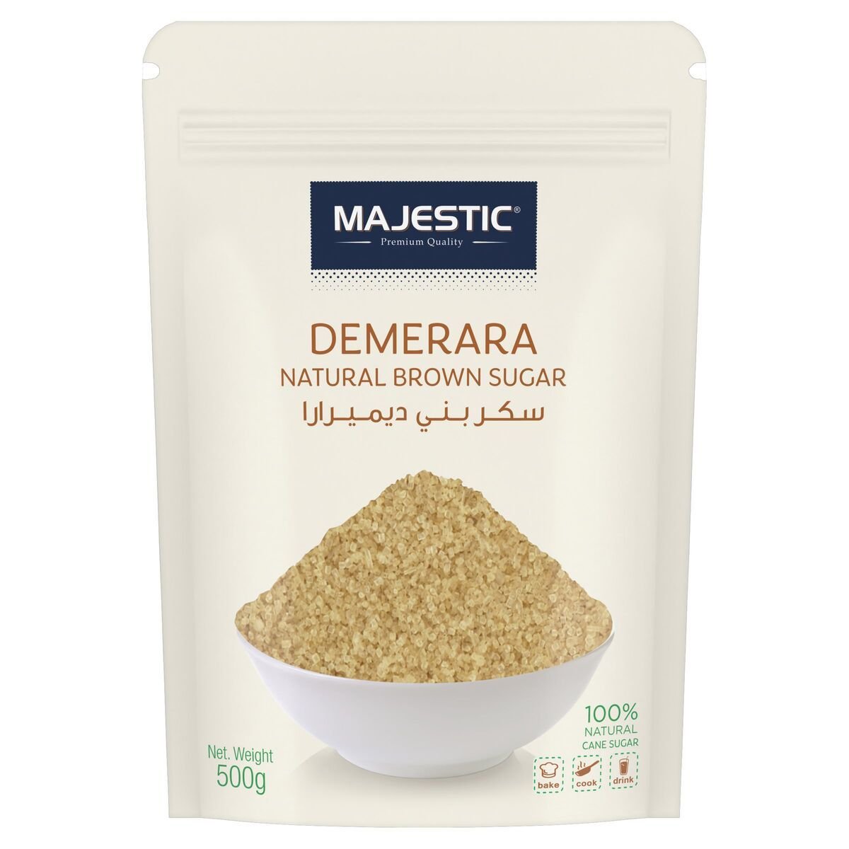 ماجستيك ديميرارا سكر بني طبيعي، 500 غم